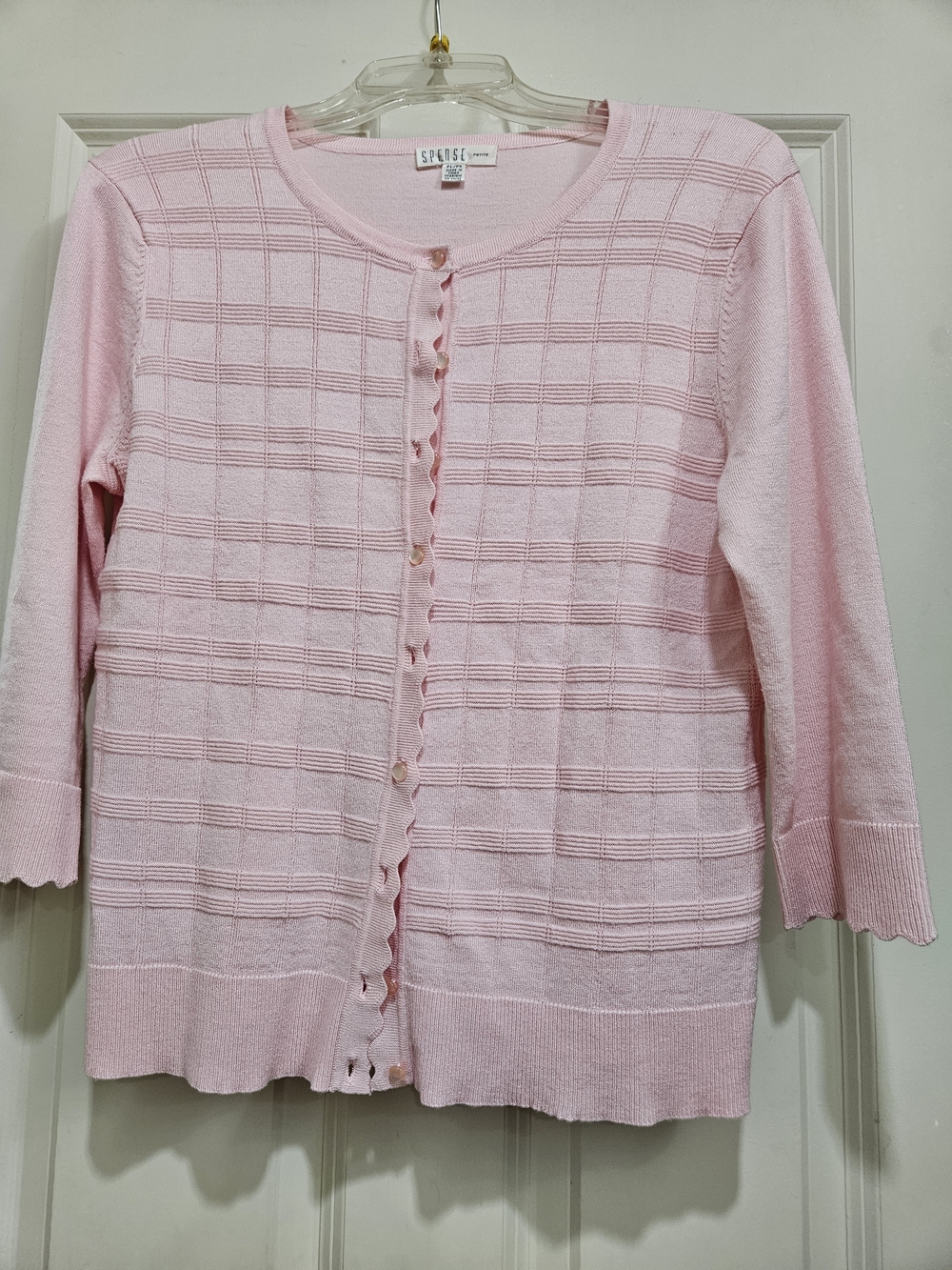 Spense Light Pink Scallop-Edge Button Cardigan